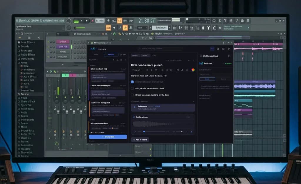 MixMemora in FL Studio with a MIDI controller