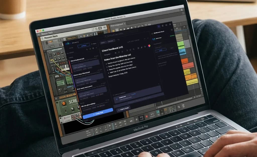 MixMemora on a laptop inside Reason