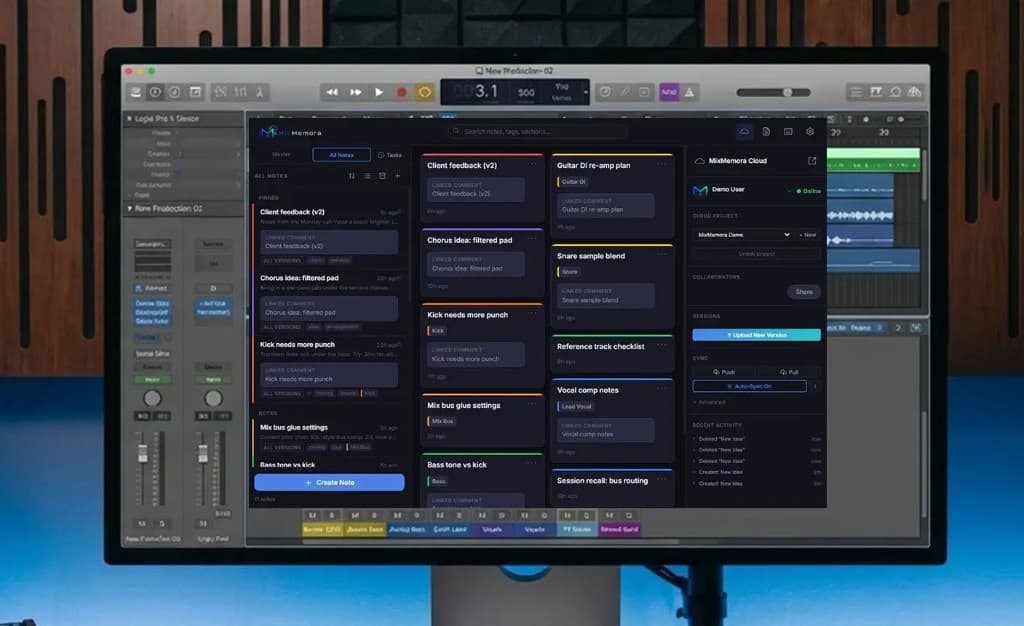 MixMemora grid view inside Logic Pro
